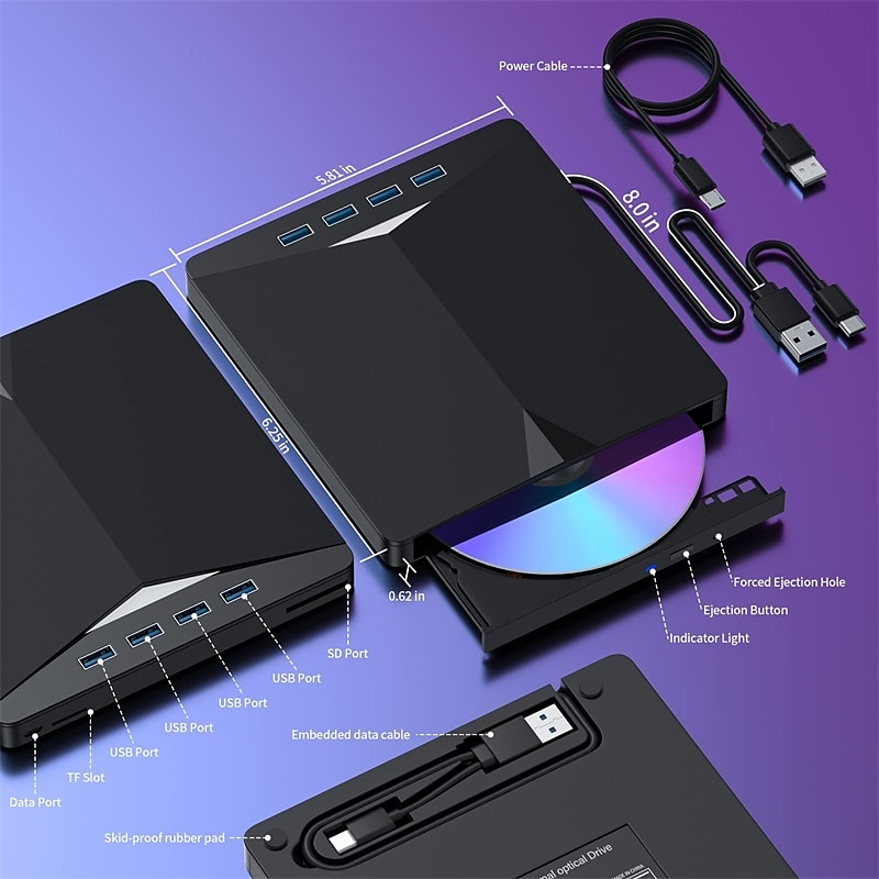 2025年 XD013 外部DVDドライブ USB Type C 3.0 リーダープレーヤーバーナーレコーダー  コレクション – $44.99 –P5
