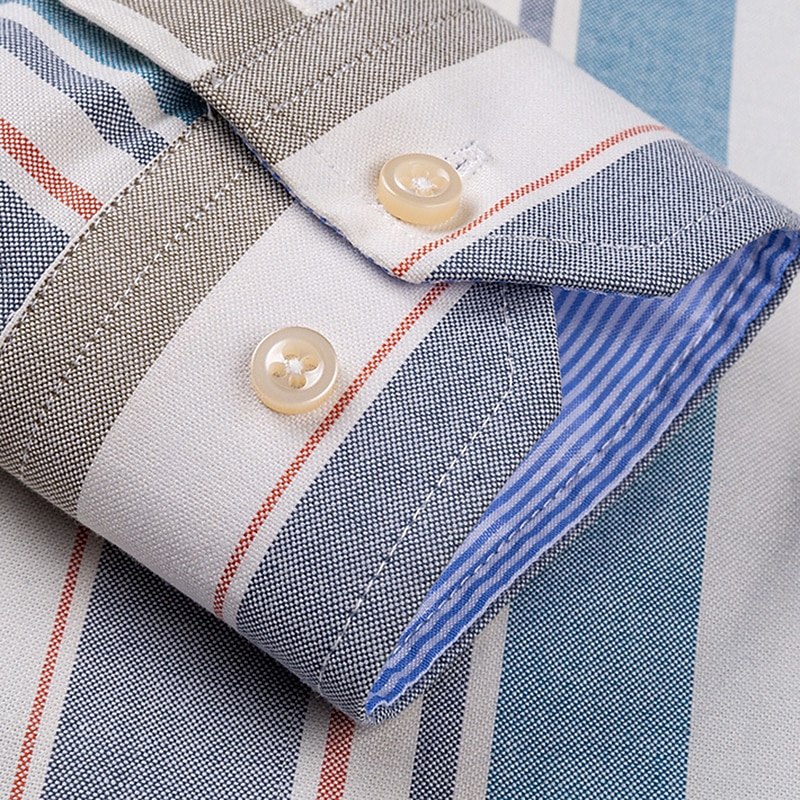 Herren Oberhemd Gestreiftes Hemd Hemd Bügelfreies Hemd Oxford Hemd Kariert / Gestreift / Chevron Hochzeit Büro & Karriere Hellblau Dunkelrot Rote Dunkelmarine Langarm Hemdkragen Ganzjährig Bekleidung 2025 - $33.99 –P18