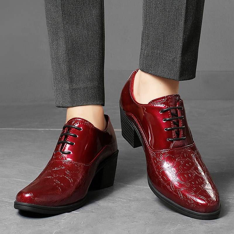 Herren-Oxford-Schnürschuhe aus weißem Lacklederimitat – elegante Schuhe mit Blockabsatz und Krokodilprägung im Vintage-Stil für Hochzeiten, Partys und formelle Anlässe 2025 - $54.99 –P12