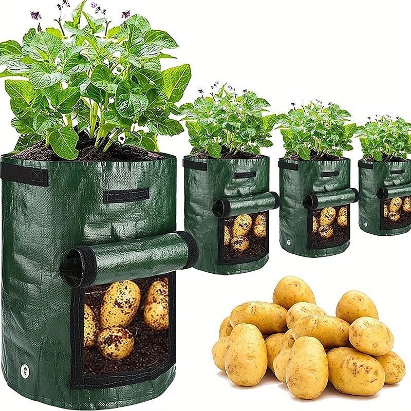 4pcs Potato Grow Bags 10 Gallon Grow Bags With Flap And Handles Plant Container Planter Pot For Potato Tomato And Vegetables Green 2025 - $25.99 –P7