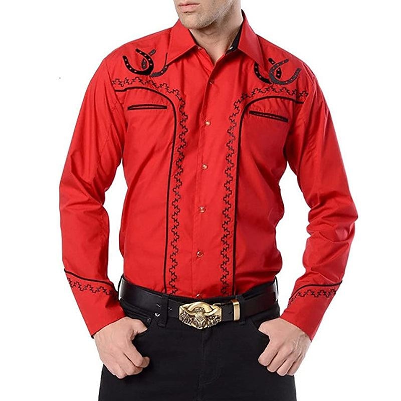 Retro Vintage Bluse / Hemd Westlicher Cowboy Herren Karneval Maskerade Party Alltagstauglich Erwachsene Oberteil Ganzjahres 2025 - $27.99 –P10