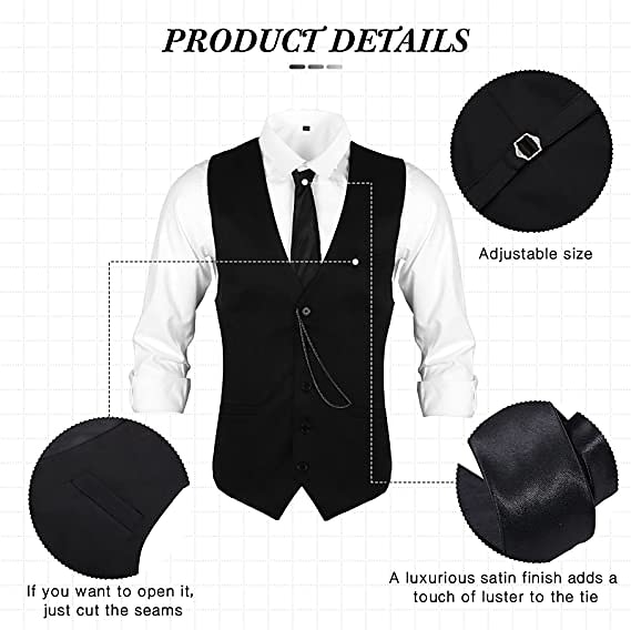 Retro / vintage Glada 20-talet 1920-talet Kläder Väst Panamahatt Den store Gatsby Herre Mode Herr Jul Halloween Karnival Bal Möhippa Festival Vuxna Kravatt Väst Hatt Alla årstider 2025 - $55.99 –P2