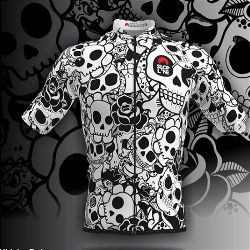 Voor heren Wielrenshirt Korte mouw Fietsen Shirt Kleding Bovenlichaam met 3 achterzakken Fietsen Ademend Sneldrogend Achterzak Zilver Donker Grijs Paars Grafisch Sport Kleding 2025 - $28.99 –P1