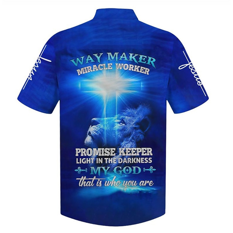 Per uomo Leone Alfabetico Gesù Camicia Camicia con bottoni Manica corta Di tendenza Streetwear Originale Giornaliero Per uscire Fine settimana Estate Primavera Collo ripiegabile Stampa Blu Reale Blu del 2025 a zł94.99 –P9