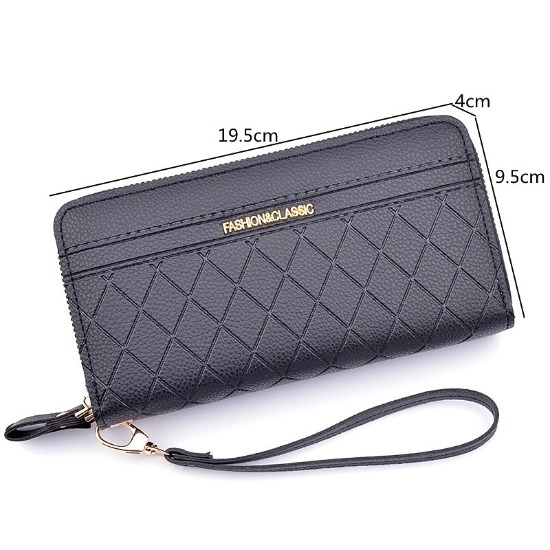 Carteira feminina longa, bolsas femininas, porta-moedas, porta-cartões, carteiras com zíper duplo, embreagem de couro pu, dinheiro de luxo, bolsa para telefone de 2026 por $15.99 –P3
