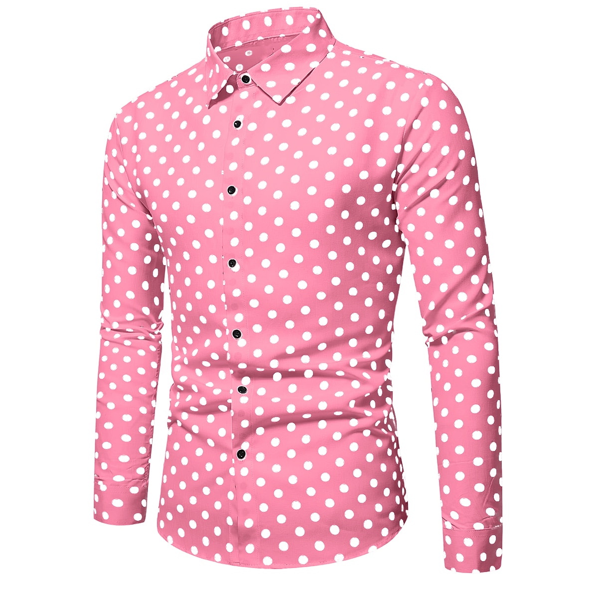 Men's Shirt Button Up Shirt Casual Shirt Summer Shirt Black White Pink Blue Long Sleeve Polka Dot Lapel Daily Vacation Clothing Apparel Fashion Casual Comfortable 2025 - GBP £17 –P12