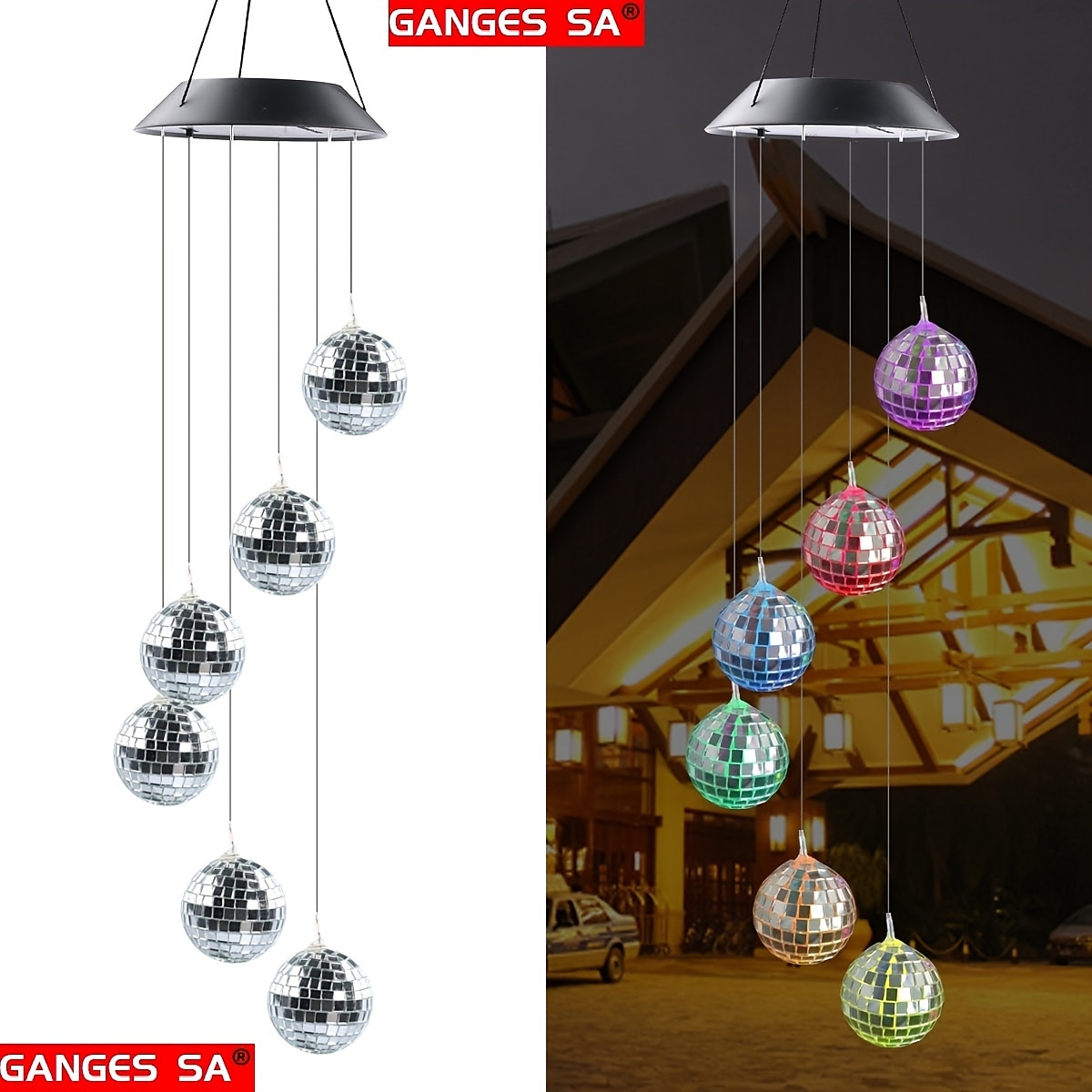 Solar Wind Chime Light Mosaic Ball Night Light 7-Color Changing Independence Day Flag for Outdoor Patio Garden Window Curtain Tree Decoration 2025 - $21.99 –P4