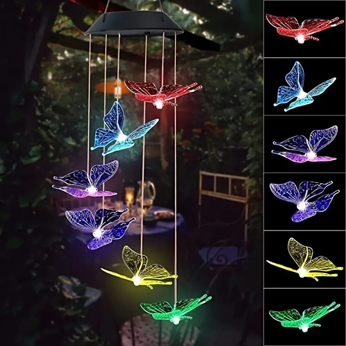 campanelli eolici solari a led luci esterne luci a farfalla cangianti luci esterne solari impermeabili 6 led campanelli eolici luci ad energia solare per la decorazione di finestre di casa, giardino, patio del 2025 a $21.99 –P5