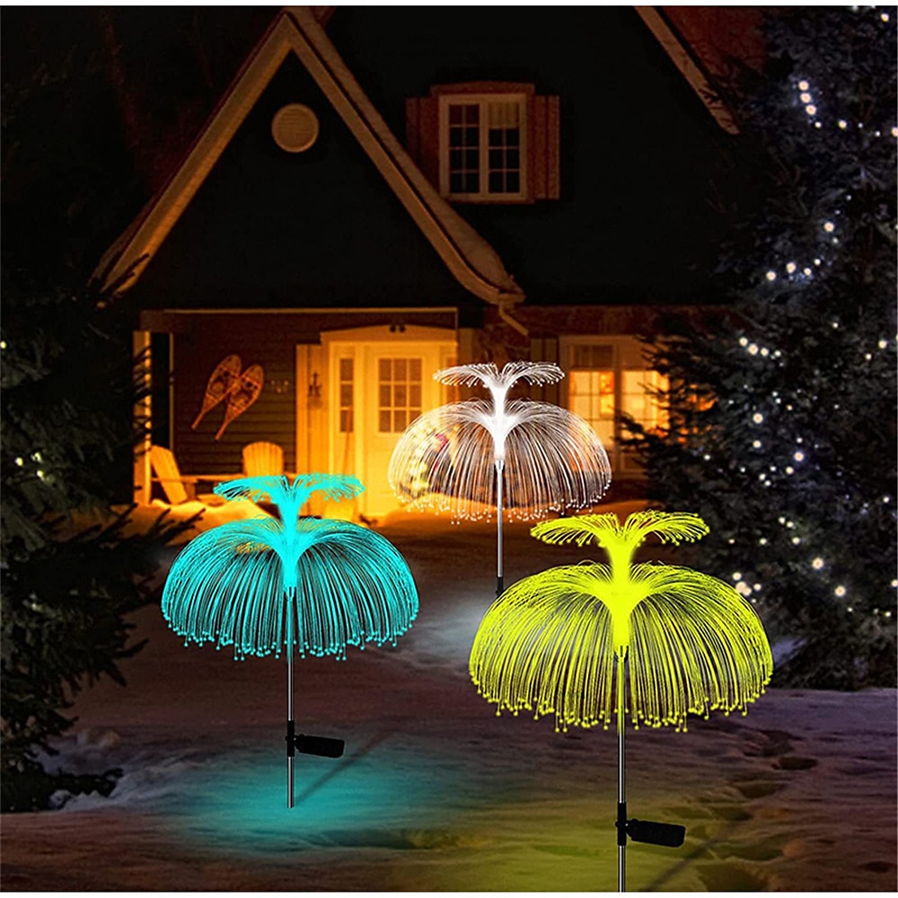 Lampy solarne w kształcie meduz, 4 w 1 zewnętrzne lampy solarne ogrodowe z podwójną warstwą w kształcie meduzy, wodoodporne ip65, dekoracyjne światła motyli do ogrodu, patio, trawnika, podwórka, imprezy urodzinowej, weselnej 2025 - GBP £7.27 –P3