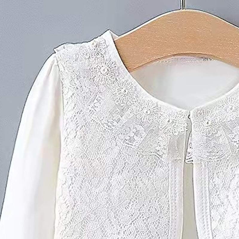 Kids Girls' Blazer Solid Color Fashion Lace Outdoor Cotton Coat Outerwear 2-12 Years Summer Black White Beige 2025 - $13.49 –P4