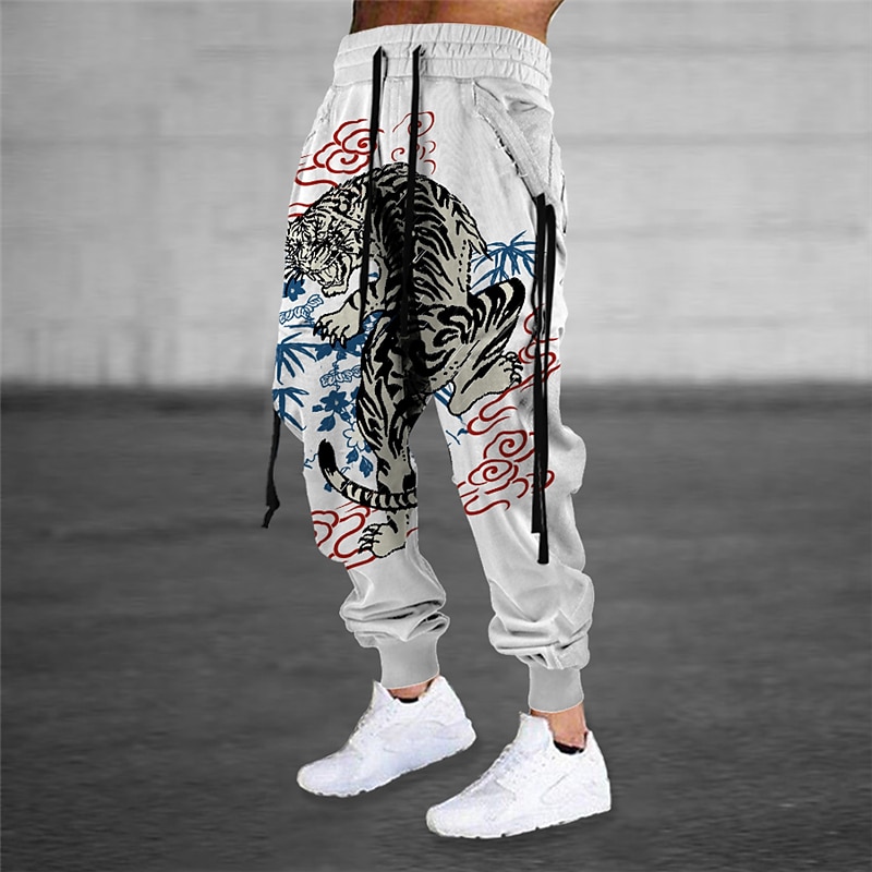 Herren Jogginghose Trainingshose Jogginghose Jogger Hose Hosen Kordelzug Elastische Taille 3D-Druck Tier Tiger Grafik-Drucke Komfort Sports Outdoor Casual Täglich Baumwollmischung Strassenmode 2025 - $25.99 –P1