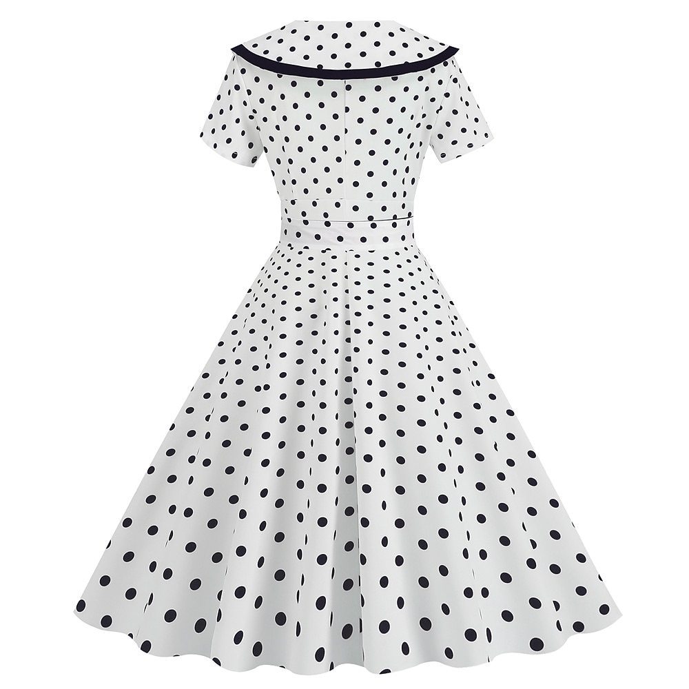 Pöttyös Retró 1950-es Egy vonalú ruha Rockabilly Swing ruha Pöttyös Női Alkalmi / Napi Lánybúcsú Felnőttek Ruha Hazatérő ruhák 2025 - GBP £18 –P11