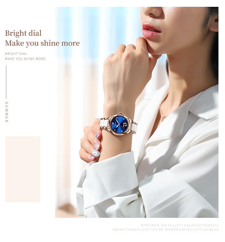 OLEVS Women Mechanical Watch Creative Minimalist Fashion Casual Analog Wristwatch Automatic Self-winding Luminous Calendar Waterproof Ceramic Watch for Women Mother's Day Gift Women Watches 2026 - $107.99 –P13