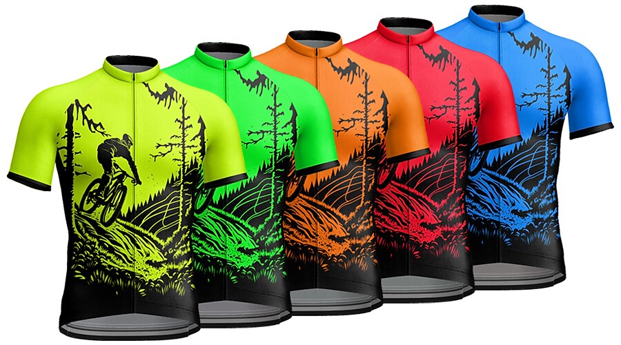 Men's Cycling Jersey Short Sleeve Bike Jersey Top with 3 Rear Pockets Mountain Bike MTB Road Bike Cycling Breathable Quick Dry Moisture Wicking Reflective Strips Red Blue Dark Green Graphic Polyester 2025 - $28.99 –P1