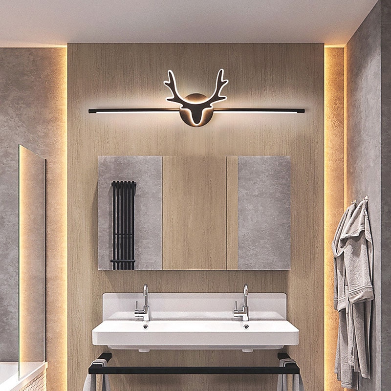lampada frontale a specchio a led vanity light 80cm 20w applique da parete per camera da letto semplice moderna bagno alluminio acrilico nero ip20 110-240v del 2025 a $248.89 –P7
