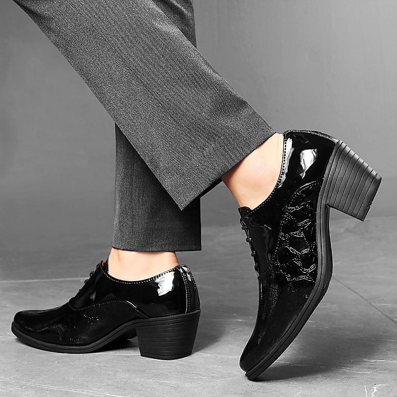 Herren-Oxford-Schnürschuhe aus weißem Lacklederimitat – elegante Schuhe mit Blockabsatz und Krokodilprägung im Vintage-Stil für Hochzeiten, Partys und formelle Anlässe 2025 - $54.99 –P18