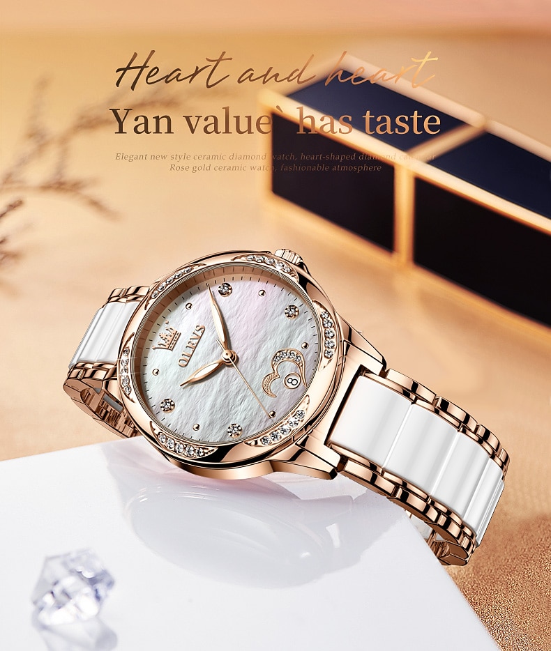 OLEVS Women Mechanical Watch Creative Minimalist Fashion Casual Analog Wristwatch Automatic Self-winding Luminous Calendar Waterproof Ceramic Watch for Women Mother's Day Gift Women Watches 2026 - $107.99 –P7