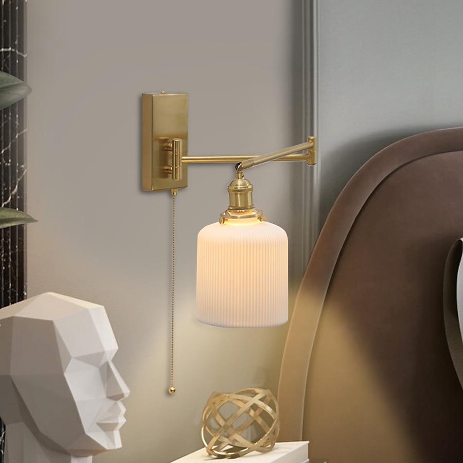 Luz de pared led, luz de brazo oscilante, cerámica, hierro, sala de estar, habitación de muestra, dormitorio, mesita de noche, pared de tv, luz de arte, luz de pared 110-240v 2026 - $165.99 –P8