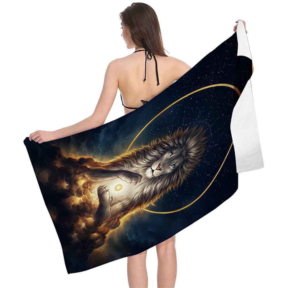 1PC Beach Swimming Towels Tiger Lion Wolf Cartoon Animal Pattern Printing Folded Quick-Dry Soft Towels Home Decor Travel 2025 - $12.99 –P1