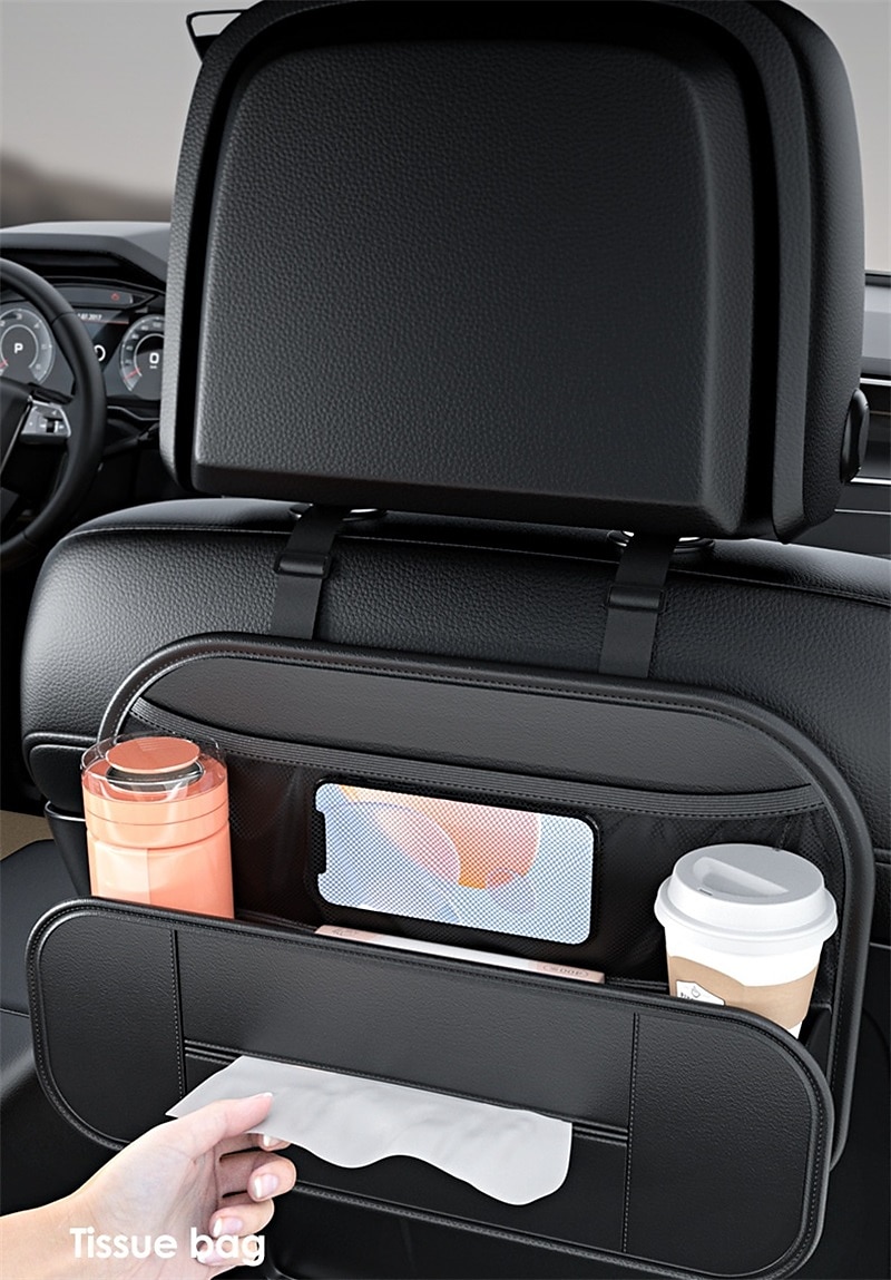 1pc Car Seat Back Leather Storage Box Multifunctional Hanging Storage Bag Tissue Box Cup Holder Car Seat Back Organizer Car Decoration Supplies 2025 - $27.99 –P3