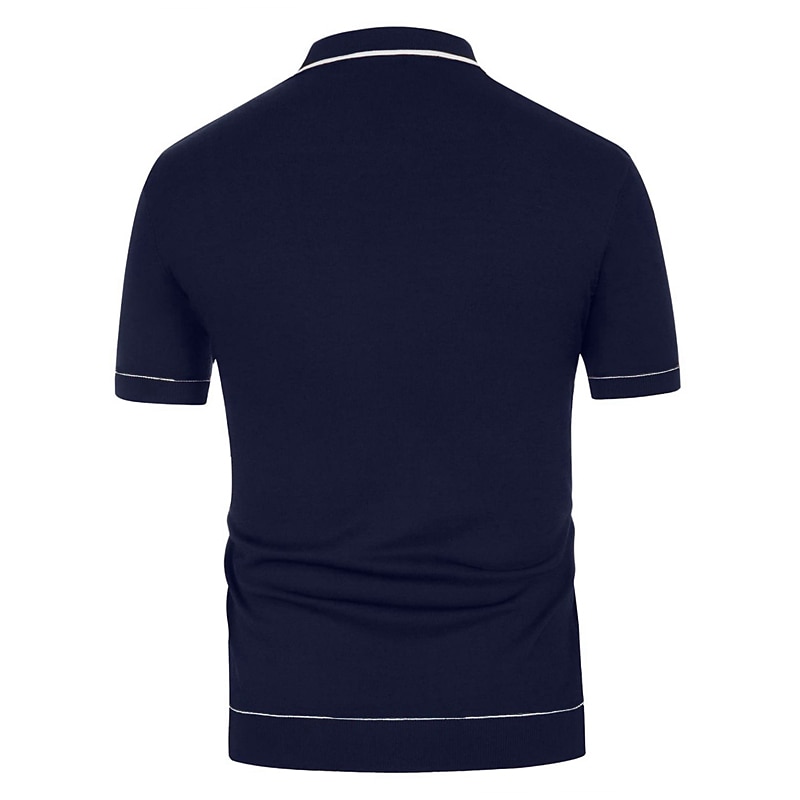 Men's Polo Knit Polo Sweater Business Casual Lapel Short Sleeve Modern Old Money Style Solid / Plain Color Button Front Summer Dark Navy Green Rose Red Polo 2025 - $31.99 –P6