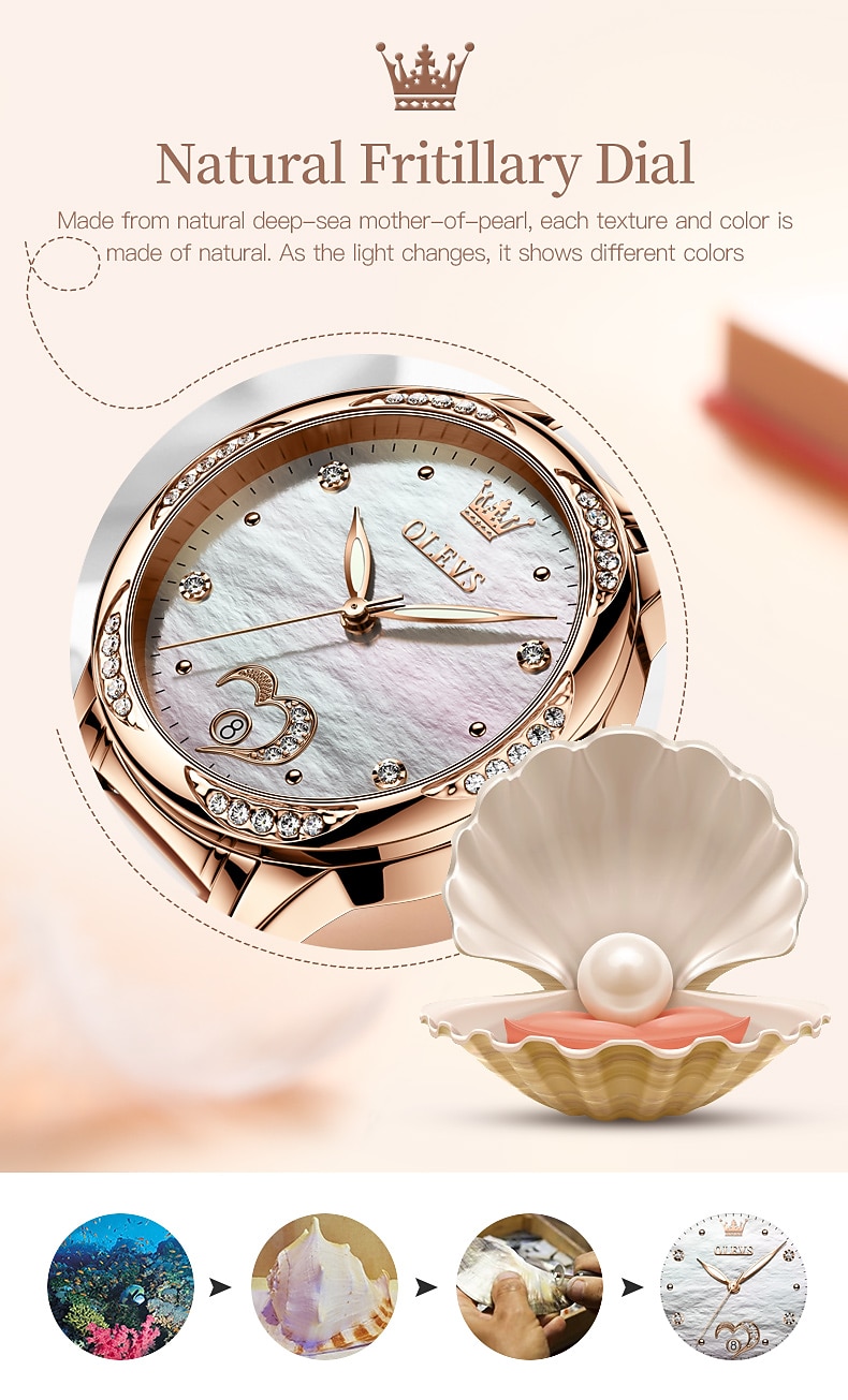 OLEVS Women Mechanical Watch Creative Minimalist Fashion Casual Analog Wristwatch Automatic Self-winding Luminous Calendar Waterproof Ceramic Watch for Women Mother's Day Gift Women Watches 2026 - $107.99 –P3
