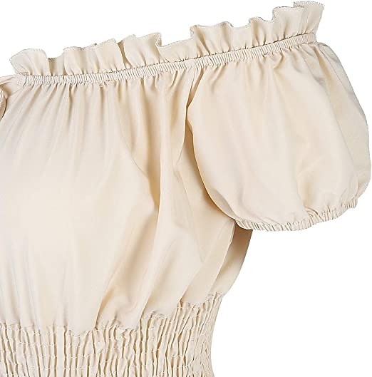 Medieval Renaissance Cocktail Dress Peasant Looks Chemise Irish Puff Balloon Sleeve Pirate Viking Outlander Off Shoulder Flounced Fancy Dress Women's Celtic Pirate Fantasy Masquerade Vacation Party 2025 - $35.99 –P10