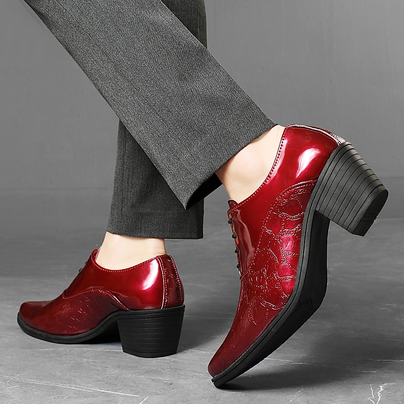 Herren-Oxford-Schnürschuhe aus weißem Lacklederimitat – elegante Schuhe mit Blockabsatz und Krokodilprägung im Vintage-Stil für Hochzeiten, Partys und formelle Anlässe 2025 - $54.99 –P10