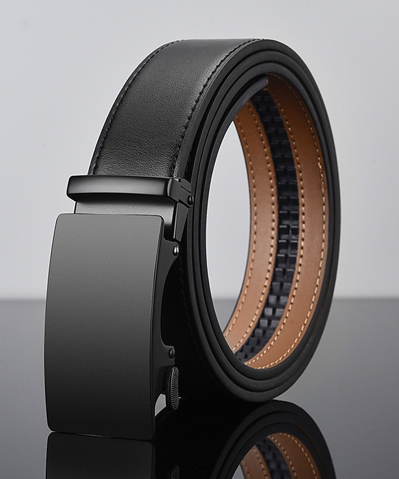 ceinture en cuir pour hommes ceinture à cliquet de 35 mm de large ceinture habillée en cuir de vachette noir élégant décontracté gentleman plaine rencontrer presque toutes les occasions et tenues de 2025 ? $22.99 –P2