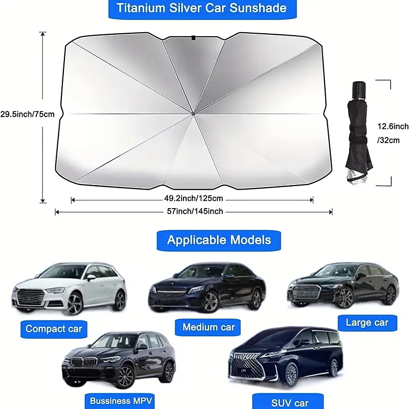 Car Sunshade Umbrella for Front Window, Foldable UV Protection Interior Sun Shade, Auto Windshield Cover, UV Blocker for Car 2025 - $17.99 –P6