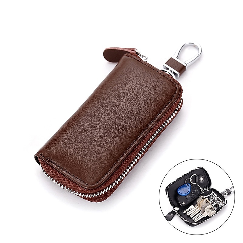 Cuero de vaca partido hombres mujeres llavero casa llavero bolsa organizador coche llave caso bolsa multifuncional pequeña cartera mini monedero 2025 - $14.99 –P11