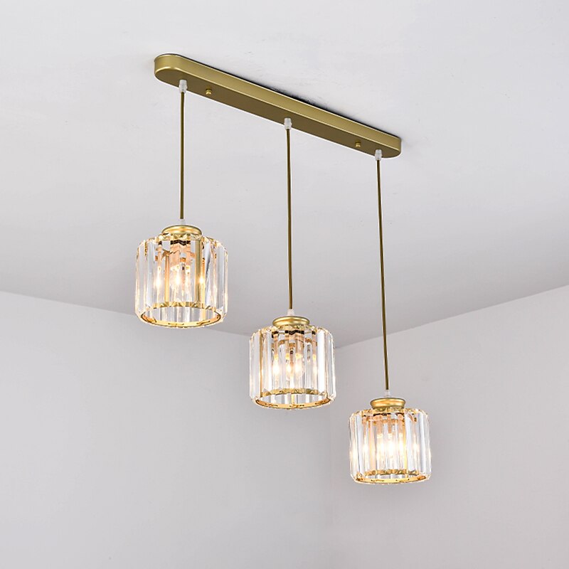 led suspensions îlot de cuisine lustres en cristal 1/3 tête ferme moderne foyer entrée luminaires plafond suspendu globe au-dessus de la table blanc chaud noir / or de 2025 ? $152.49 –P7