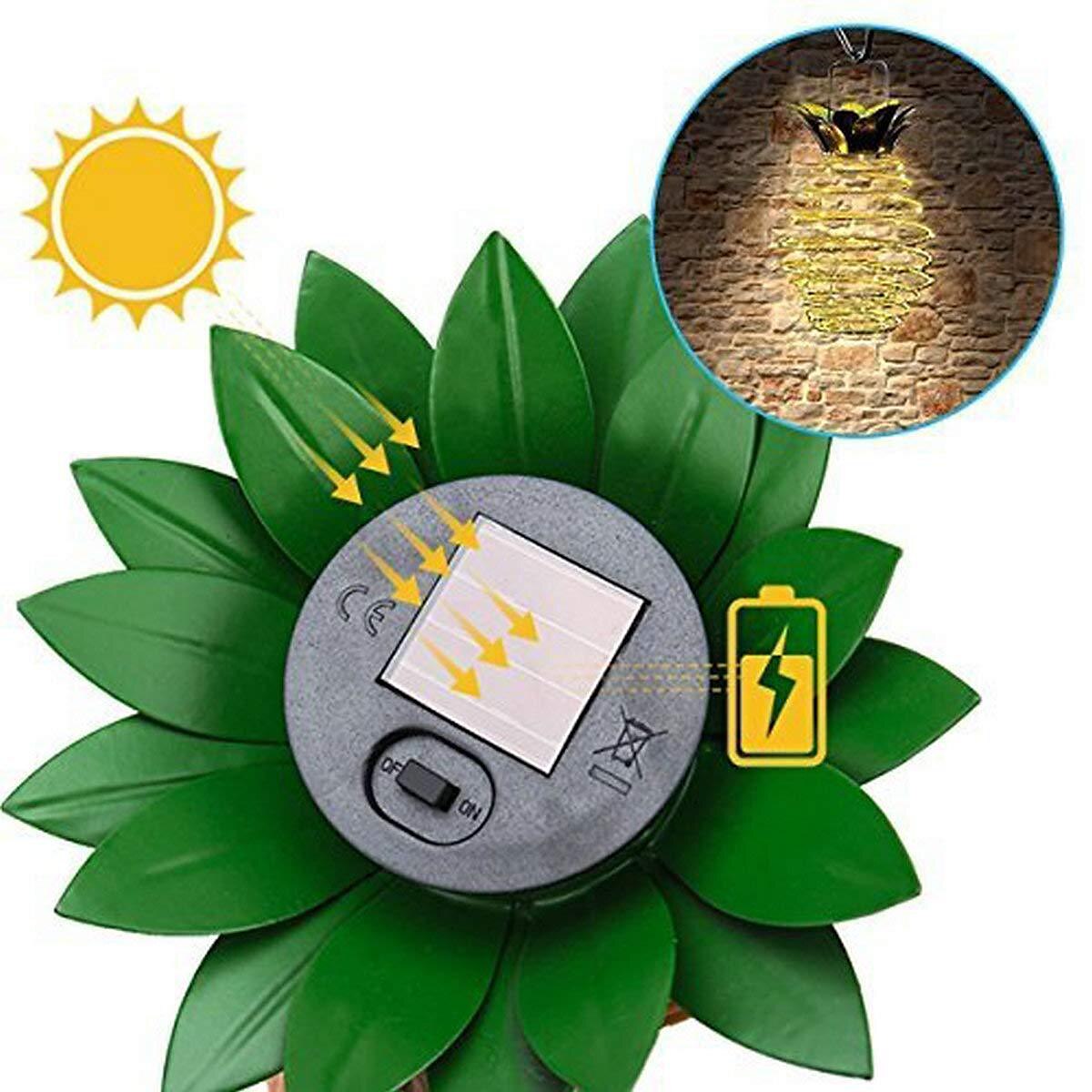 Lampada Solare Ananas Lanterna In Ferro Lampada Led In Filo Di Rame Lampada Da Esterno Impermeabile Da Giardino Decorativa A Sospensione del 2025 a $21.99 –P1