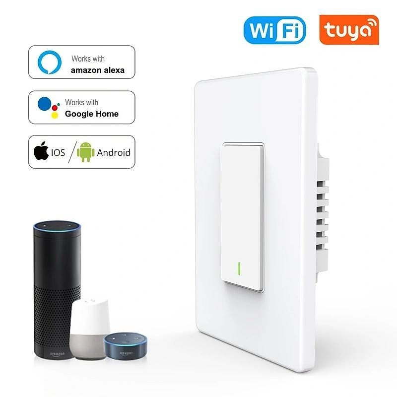 مفتاح إضاءة حائط ذكي 16a 3 way switch 1800w tuya smart life التحكم الصوتي 2.4 جيجا هرتز wifi زر ضغط العمل مع alexa google home 2025 - $24.99 –P2
