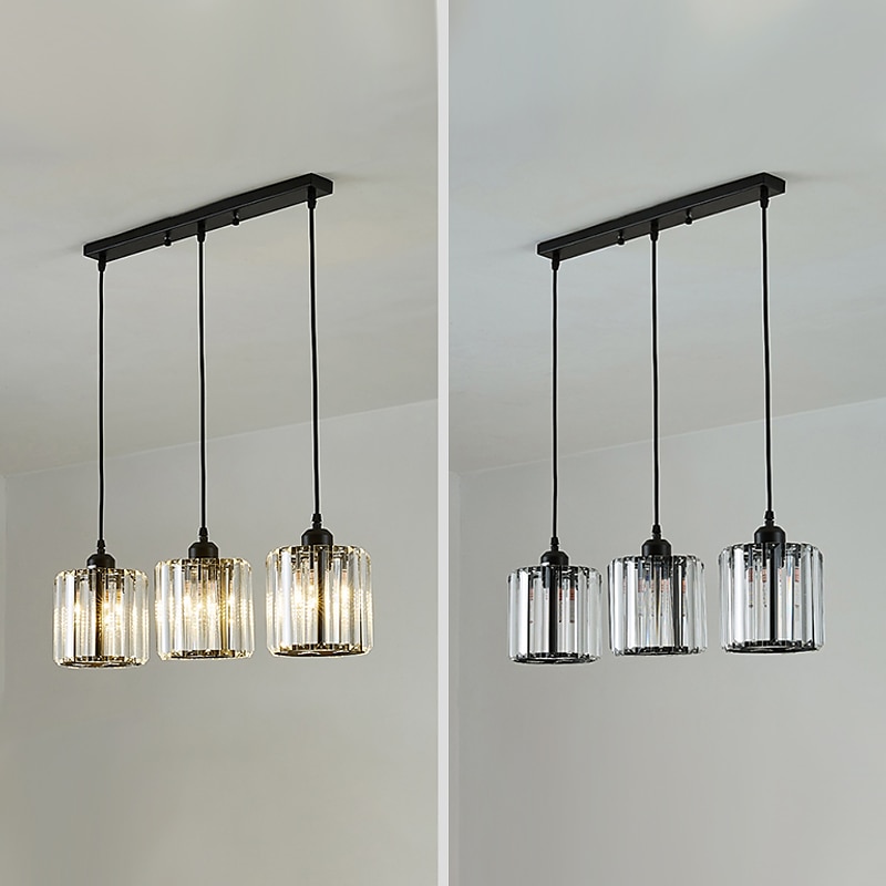 led suspensions îlot de cuisine lustres en cristal 1/3 tête ferme moderne foyer entrée luminaires plafond suspendu globe au-dessus de la table blanc chaud noir / or de 2025 ? $152.49 –P5