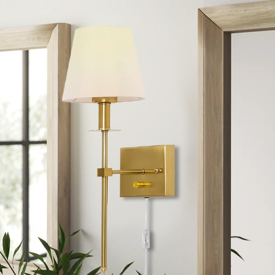 plug-in applique da parete applique dimmerabili 1 pz, lampada da parete con paralume in tessuto bianco con cavo plug-in da 6 piedi, applique da parete per interni lampada da parete, per corridoio del 2025 a $66.99 –P6