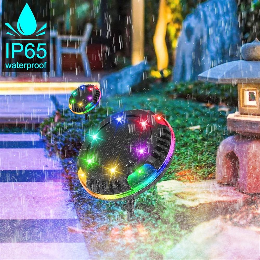 2026年 ソーラーグラウンドライト屋外庭庭パティオディスクライトマルチカラー自動変化10LED防水地中景観照明  コレクション – $20.99 –P8
