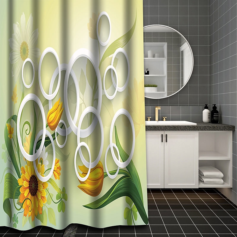 Shower Curtain with Hooks for Bathroom,Colorful Painted Wood
