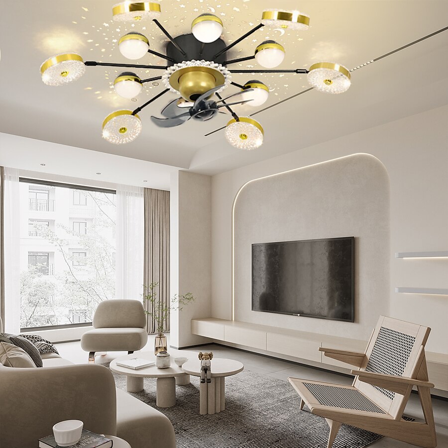 stropní ventilátor s aplikací světla& dálkové ovládání 102 cm stmívatelné 6 rychlostí větru sputnik designová projekce moderní stropní ventilátor do ložnice, obývacího pokoje, malého pokoje 2025 - $417.49 –P10