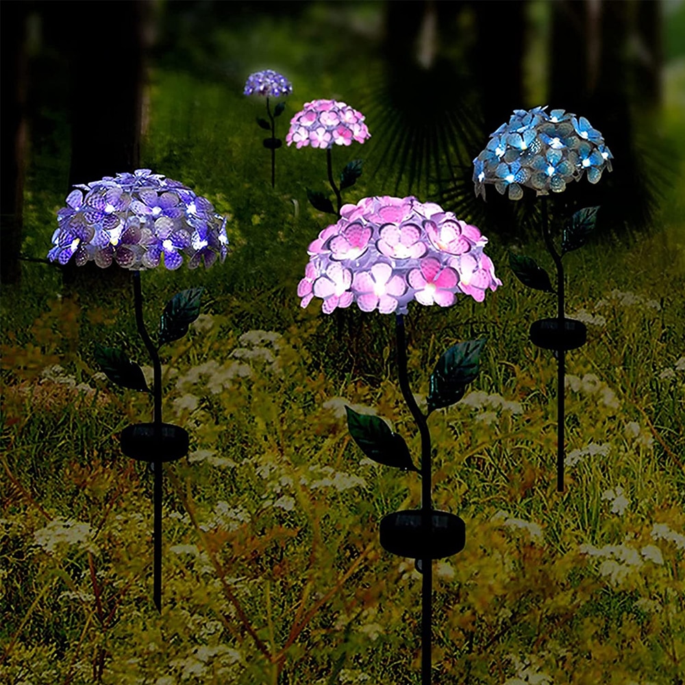 bevegelsessensor utendørs lys led solar lys kunstig hortensia simulering blomst utendørs vanntett hage plen staker lamper 2025 - $39.99 –P3