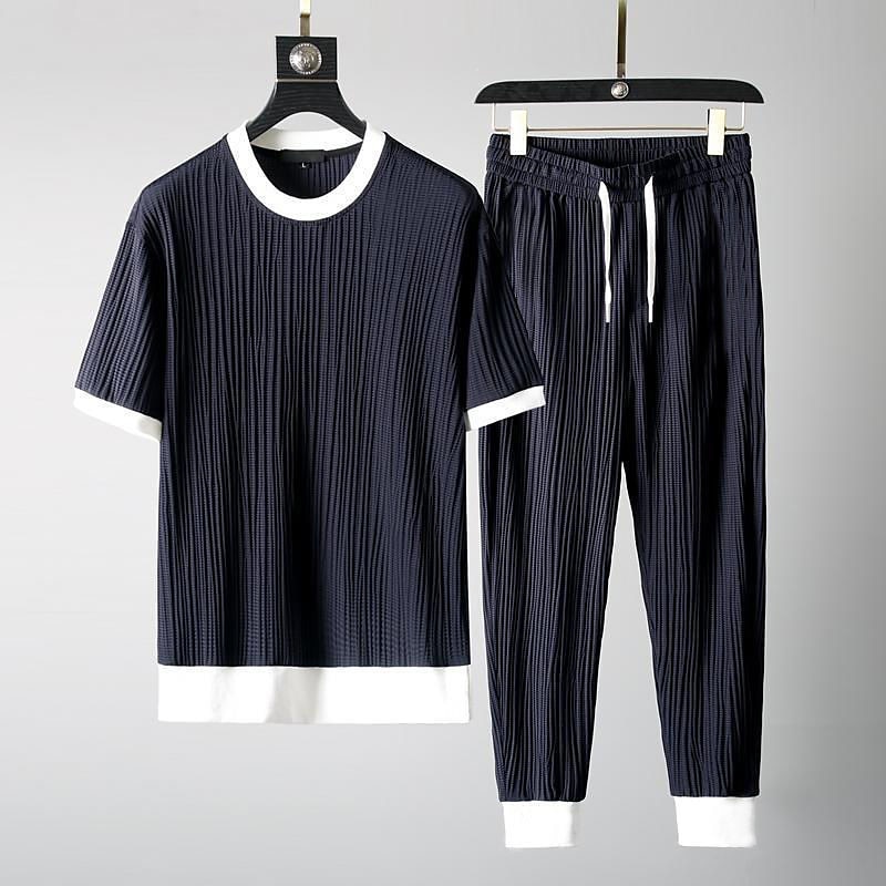 Men's 2 Pieces Outfits T-Shirt and Drawstring Shorts Set Color Block Crew Neck Daily Wear Vacation Short Sleeves 2 Piece Clothing Apparel Fashion Sport Casual 2024 - $24.99 –P4