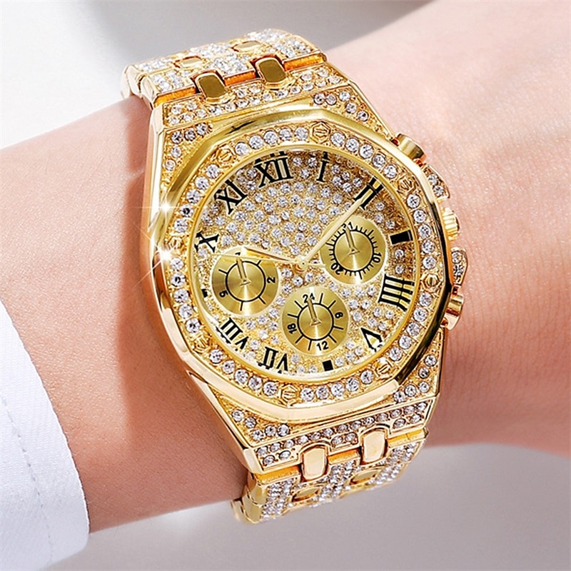 Masculino Relógios de Quartzo Mostrador Grande Com Strass Negócio Cronógrafo Decoração Aço Inoxidável Assista de 2025 por $20.99 –P2
