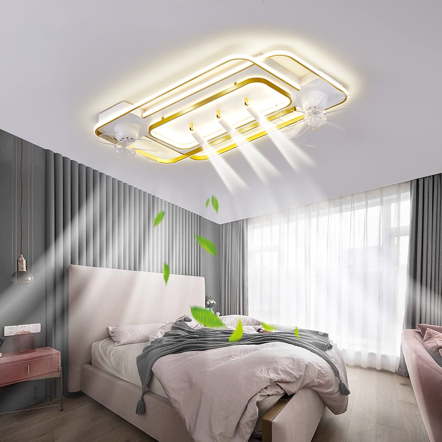 ventilatore da soffitto con luce 3 faretti app&amp; telecomando 101cm dimmerabile 6 velocità del vento moderno ventilatore da soffitto per camera da letto, soggiorno 110-240v del 2025 a $719.99 –P3