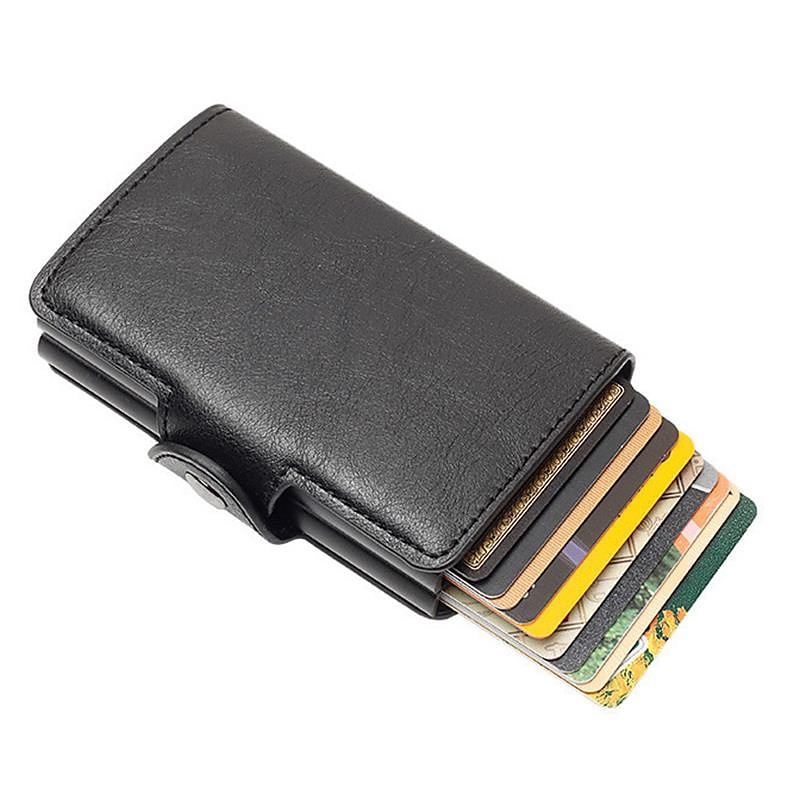 Pop Up RFID držák kreditních karet peněženka držáky kreditních karet PU kůže blokující RFID peněženka muže držák ID karty hliníkové pouzdro peněženka 2026 - $22.99 –P6