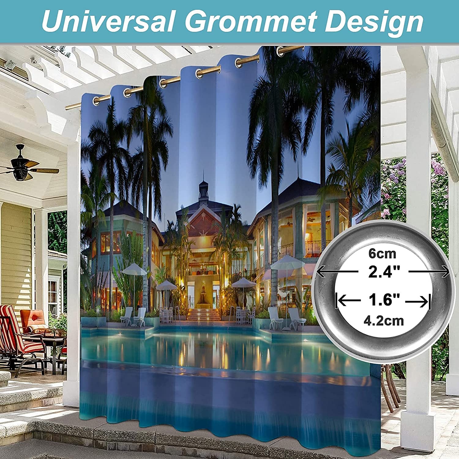 Waterproof Outdoor Curtain Privacy, Sliding Patio Curtain Drapes, Pergola Curtains Grommet 3D Forest Landscape For Gazebo, Balcony, Porch, Party, 1 Panel 2025 - $37.99 –P10