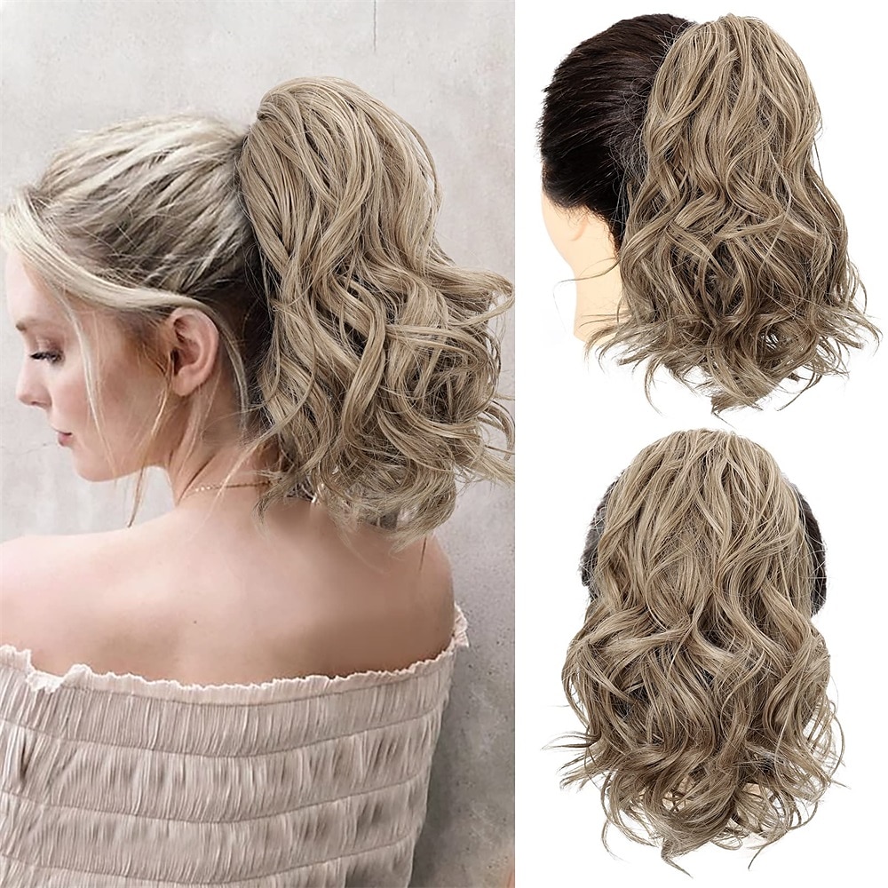 mettre en évidence l'extension de queue de cheval griffe courte épaisse ondulée bouclée mâchoire pince en fausses queues de cheval faux cheveux doux aspect naturel postiche synthétique pour les femmes de 2025 ? $19.99 –P1