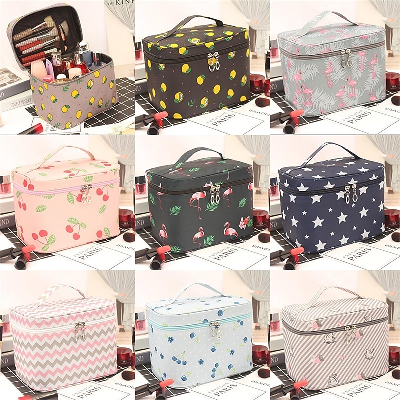 Men's Women's Handbag Makeup Bag Cosmetic Bag Toiletry Bag Polyester Party Travel Large Capacity Breathable Durable Cartoon Pink-Black Pink cherry Blue star 2026 - $11.99 –P2