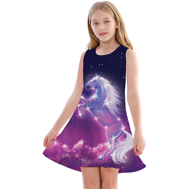 kinderkleidung Mädchen Kleid Graphic Einhorn Farbverlauf Ärmellos Outdoor Casual Modisch Kuschelig Täglich Polyester Übers Knie Casual kleid A Linie Kleid Tank-Top Kleid Sommer Frühling 3-12 Jahre 2025 - $13.99 –P8