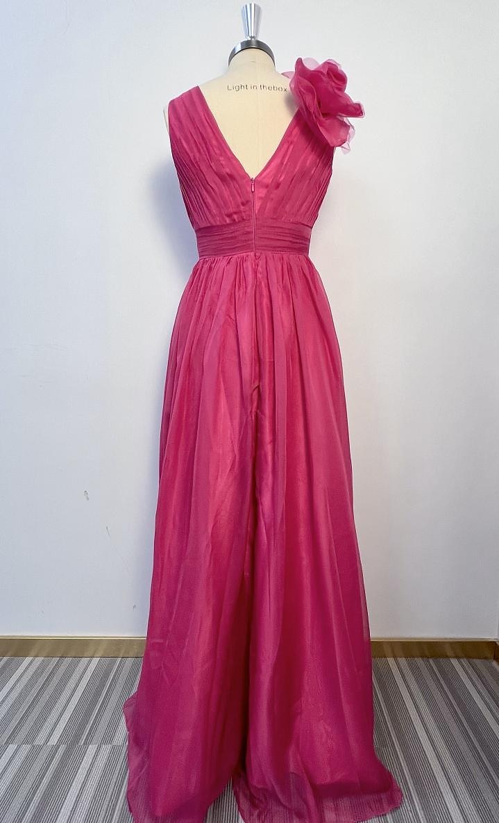 Abito da matrimonio sulla spiaggia A-Line Abito di Natale Gown serale Stile celebrity Abito rosso verde Formale Ospite di matrimonio lungo fino al pavimento senza maniche scollo a V in chiffon con del 2025 a $179.99 –P4