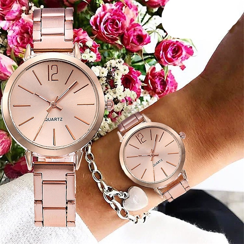 Ceas de quartz pentru femei cu brățară LOVE set de bijuterii ceas de mână analogic de lux ceas digital din oțel inoxidabil cadou pentru ea 2026 - $15.99 –P10